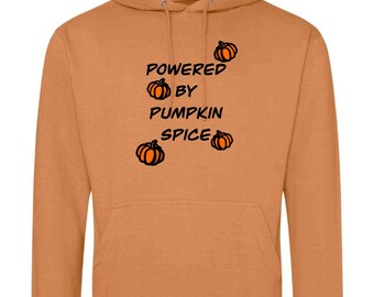 Powered by pumpkin spice orange hoodie
