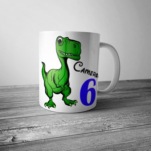 Custom mug Dinosaur with custom name and age - FREE DELIVERY UK only