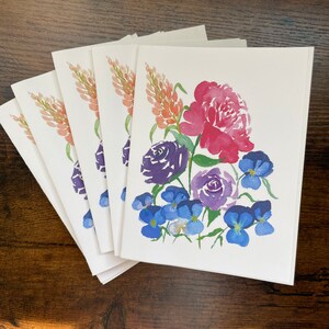Tarjetas de felicitación florales, notas de agradecimiento en blanco, juego de tarjetas de felicitación con ramo de flores y rosas, regalo floral para ella