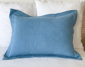 Sham Pillow Case in Light Blue, Linen Sham Pillow Covers, Sham Pillow Case, King Pillow Sham, Super King Pillow Sham