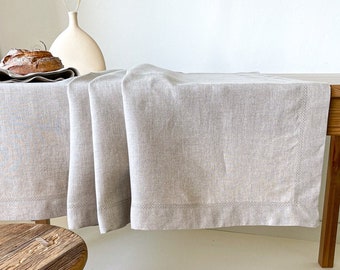 Mantel de lino europeo con vainica, mantel de lino lavado