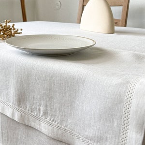 Linen Placemats with Hemstitch,  Off White Cloth Placemat, Vintage, Wedding Placemats