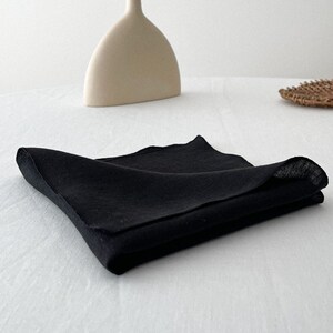 Black Linen Table Napkins with Stitch Edges, Cloth Napkins set in 2, 4, 6, 8, Flax Table Linen, Sustainable Dining Serving Decor