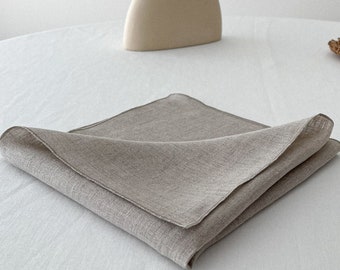 Washed Linen Napkins with Stitch Edges in Natural Flax Color, Cloth Napkins set in 2, 4, 6, 8, Flax Table Linen