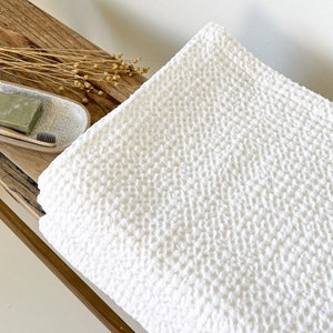 Linen Waffle Towel set (Flax - Cotton Blend), Washcloth, Guest, Hand, Sheet in Various Sizes