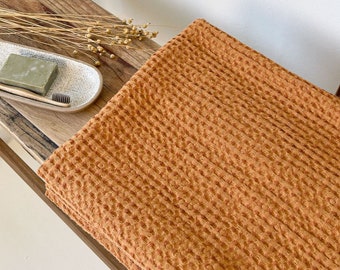 Waffle Linen Towel in Cinnamon Color