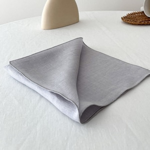 Light Gray Linen Table Napkins with Stitch Edges, Washed Cloth Napkins set in 2, 4, 6, 8, Flax Table Linen, Sustainable Dining Serving Decor