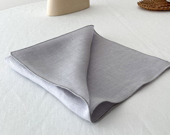 Light Gray Linen Table Napkins with Stitch Edges, Washed Cloth Napkins set in 2, 4, 6, 8, Flax Table Linen, Sustainable Dining Serving Decor