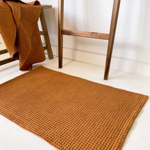 Waffle Bath Mat, Double Layer Bathroom Rug, Boho Decor