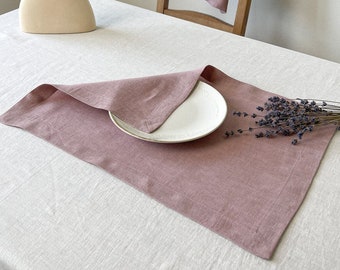 Soft Linen Placemat Set in Dusty Rose, Cloth Place Mats Washable, Sustainable Table Linen Decor