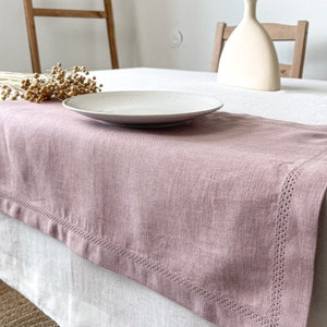 Bordsunderlägg med hålsöm i dusty pink, 100 % europeiskt lin, bordsunderlägg i linne, bordsdekor i tvättat linne, hållbar presentidé