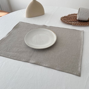 Napperons en lin naturel en beige, napperons en lin doux, ensemble de napperons en lin naturel, napperons en lin, tapis de place en lin
