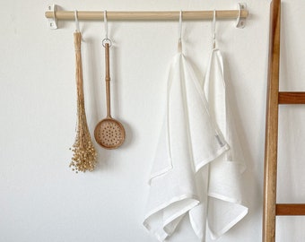 Vintage Tea Towels in Off White, Kitchen Tea Towel set, Linen Dish Towel