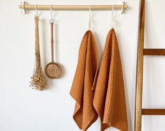 Cinnamon Waffle Kitchen Towel, Linen Dish Towel set