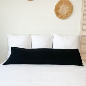Linen Body Pillowcase in Black, Body Pillow Cover, Pregnancy Pillowcase
