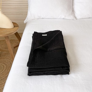Washed Linen Summer Cover in Black, Sustainable Bedding, Single Layer Minimalist Cover