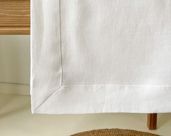 Linen Tablecloth with Mitered Corners, Boho Tablecloth, Tablecloth Rectangle, Off White Tablecloth