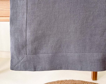 Dark Grey Linen Table Cloth, Reusable Linen Table Cover, Casual Tablecloth, Washed Linen Tablecloth