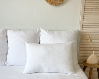 Washed Linen Pillowcase in White, European Pillowcase, Housewife Pillowcase, King Pillowcase, Linen Pillow Cover, Euro Pillow Cover