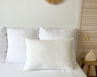 Farmhouse Linen Pillowcase in Off White, Linen Bedding, Square Pillowcase, Vintage Pillowcase, Soft Linen Pillowcase, Standard Pillow Cover