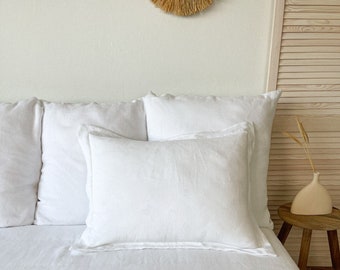 Linen Pillow Sham in White, Sham Pillow Case, King Pillow Sham, European Pillow Sham, Euro Pillow Sham, Oxford Pillowcase