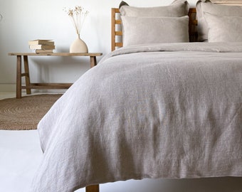 Housse de couette en lin lavé Naturel, Linge de lit texturé avec fermeture à glissière, 1 place, très grand lit, grand lit, beige, blanc cassé, blanc