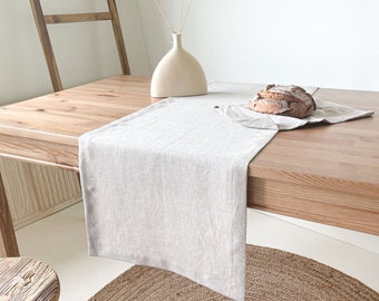 Chemin de table en lin beige, chemin de table avoine, chemin de table en lin naturel, chemin de table champêtre