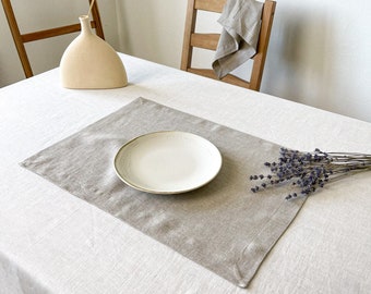 Natural Linen Placemats, Flax Cloth Placemat Set, Country Style, Farmhouse Table Decor