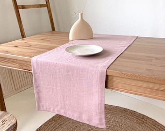 Light Pink Table Linen Runner, Nordic Table Runner, Summer Table Runner, Dusty Rose Table Runner