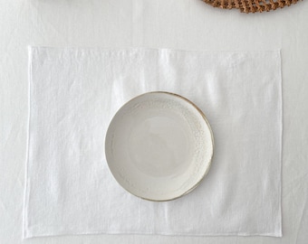 White Linen Placemats in Double Layer and Decorative Edge, Table Mat set of 2, 4, 6, 8 pcs, Sustainable Table Mats, Housewarming Gift