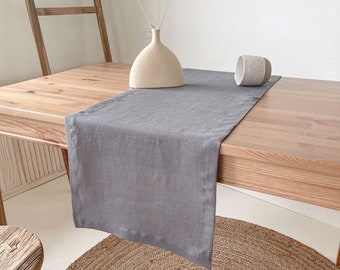 Dark Grey Linen Table Runner, Natural Table Runner, Retro Table Runner, Scandinavian Table Runner, Lightweight Table Runner