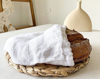 Weißer Leinen Brotbeutel, Brot aufbewahrung, Wiederverwendbare Brottasche, Boule Brotbeutel, Flachs Brotbeutel