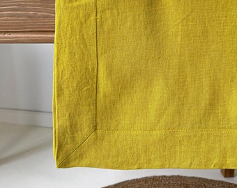 Yellow Casual Linen Tablecloth, Stonewashed Linen Table Cover, Organic Tablecloth, Summer Tablecloth, Chartreuse Tablecloth
