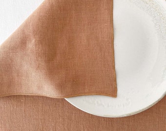 Earth Tone Linen Placemats, Double Table Mat set of 2, 4, 6, 8 pcs in Tan Color, Sustainable Table Mats, Housewarming Gift