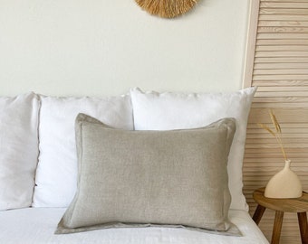 Natural Linen Pillow Sham, Oatmeal Pillow Sham, Oxford Pillowcase, Rustic Pillow Sham, Sham Pillow Covers, Euro Pillow Sham