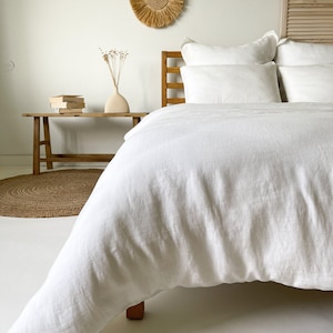 Washed Linen Duvet Cover, Off White Quilt Cover, Sustainable Bedding, Organic Duvet Cover, Queen Duvet Cover, California King Duvet Cover