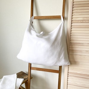 Hanging Laundry Bag, White Linen Laundry Organizer, Clothes Hamper, Zero Waste Laundry Bag, European Flax Bag