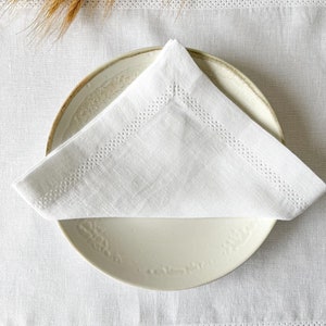 Hemstitch Washed Linen Napkins set of 2, 4, 6 pcs