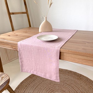 Light Pink Table Linen Runner, Nordic Table Runner, Summer Table Runner, Dusty Rose Table Runner image 1