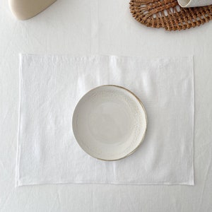 White Linen Placemats in Double Layer and Decorative Edge, Table Mat set of 2, 4, 6, 8 pcs, Sustainable Table Mats, Housewarming Gift