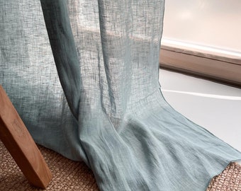Cortina de lino personalizada, cortina de lino lavado para sala de estar, cortina de lino hecha a mano, cortinas - 1 pieza