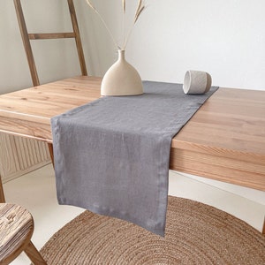 Dark Grey Linen Table Runner, Natural Table Runner, Retro Table Runner, Scandinavian Table Runner, Lightweight Table Runner