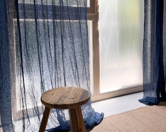 Cortina de lino súper suave, cortina de lino lavado para sala de estar, cortina de lino hecha a mano, cortinas - 1 pieza