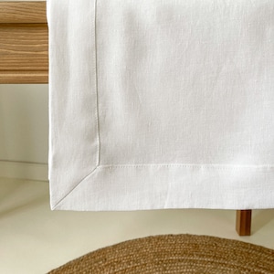 Linen Tablecloth with Mitered Corners, Boho Tablecloth, Tablecloth Rectangle, Off White Tablecloth