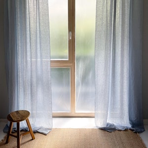 Breathable Linen Curtain, Washed Linen Drapery for Bedroom, Custom Size, Drapes - 1 pcs