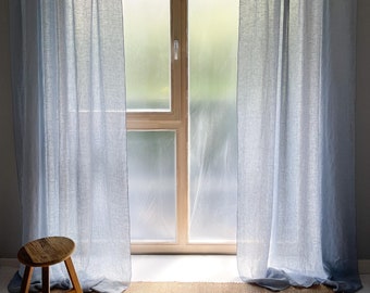 Cortina de lino transpirable, cortina de lino lavado para dormitorio, tamaño personalizado, cortinas - 1 pieza