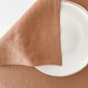 Earth Tone Linen Placemats, Double Table Mat set of 2, 4, 6, 8 pcs in Tan Color, Sustainable Table Mats, Housewarming Gift