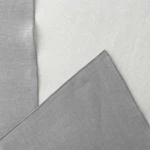 Linen Table Runner in Light Gray with Decorative Stitch, Washed Linen Table Idea, Farmhouse Dining, Minimalist Serving Runner, European Flax