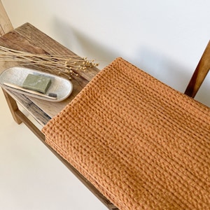 Sauna Linen Towel, Natural Bath Towel, Waffle Linen and Cotton Blend Towel, Super Absorbent Towel Set