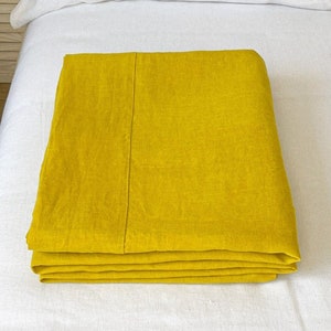 Linnen plat laken in Chartreuse, 100% gewassen Europees linnen, ademend beddengoed, vlasbed bovenlaken, Twin, Full, Double, Queen, King, Custom